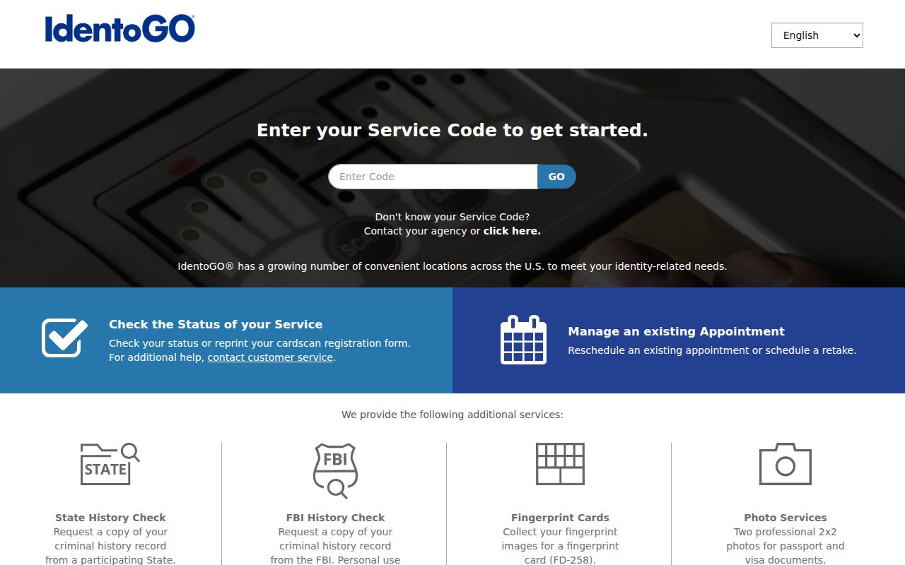 Pennsylvania IdentoGO fingerprint enrollment for official checks